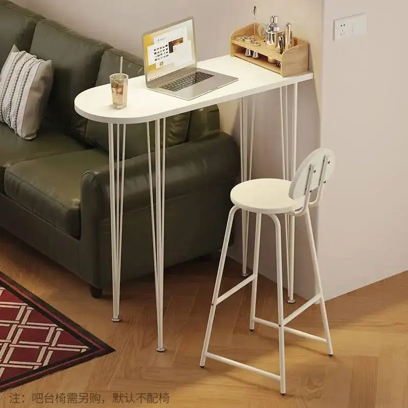Cream Modern Multifunctional Room Divider and Balcony Bistro Table with High Stools for Compact Living Spaces Dining Table Set