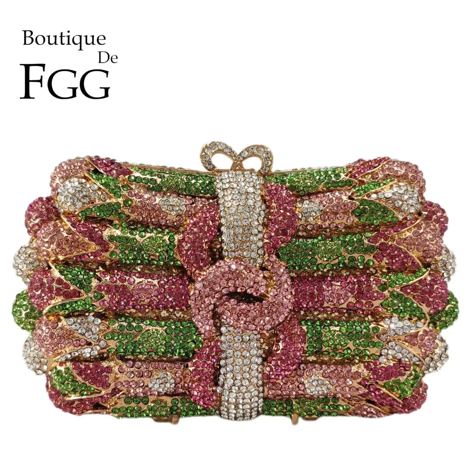 

Boutique De FGG Flower Bouquet Women Crystal Clutch Rhinestone Clutch Purse Formal Party Evening Bags Wedding Bridal Minaudiere