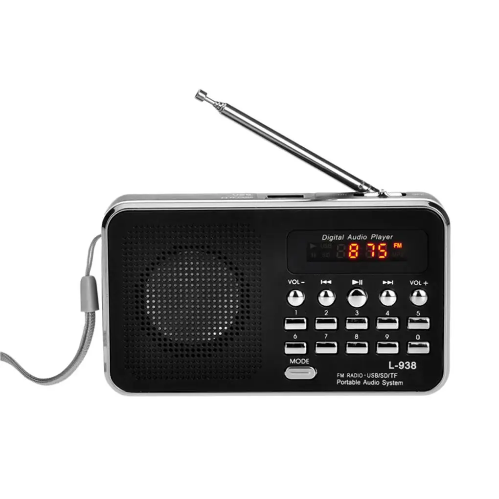 USB Carregamento Outdoor Stereo Speaker, Audio Player, Rádio Receptor, Camping