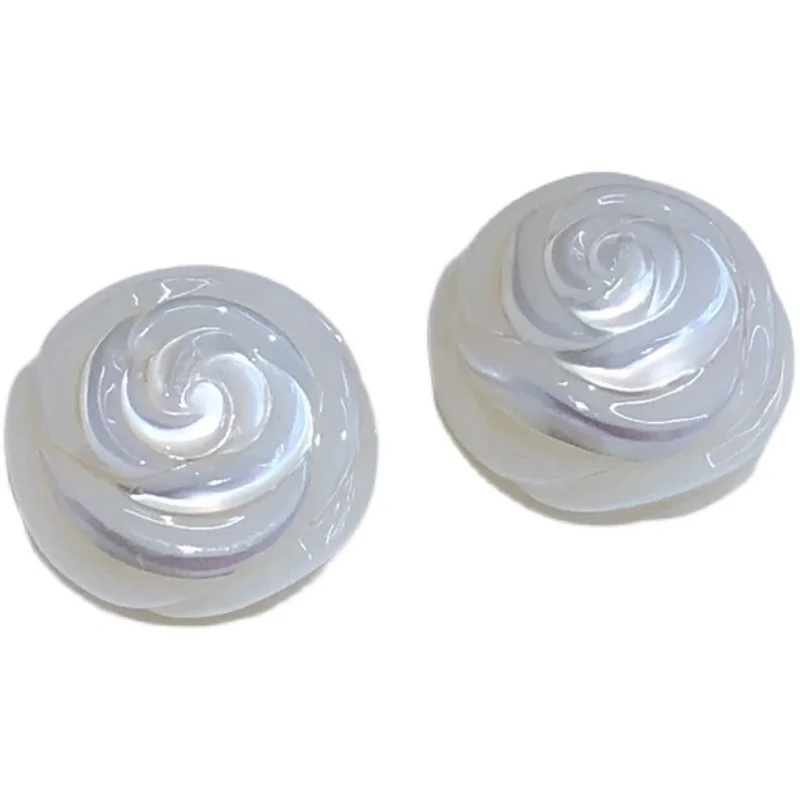 

1piece freshwater pearl white CARVED ROSE FLOWER 9-10mm HALF HOLE FPPJ wholesale nature loose beads for DIY jewelry