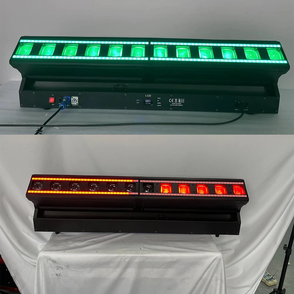 

1pc DJ Light 12X40W Zoom Matrix Pixel Bar Wall Washer LED Moving Head Stage Light with Ring Circle Auxiliary light 140x 0.2W LED