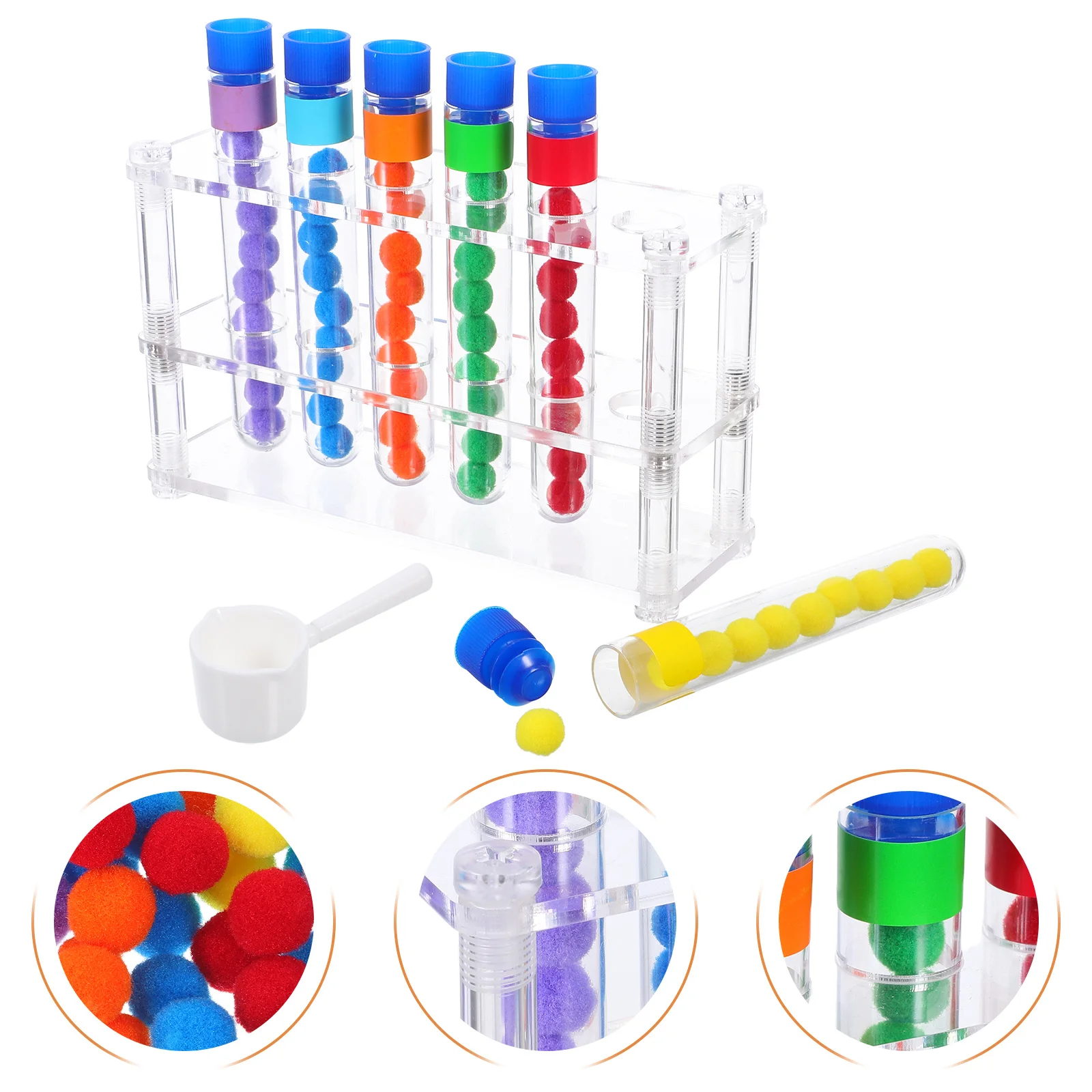 Zestaw Montessori do nauki sortowania kolorów i liczenia, kolorowe probówki, pompony, narzędzia do zbierania, wczesna edukacja, rozwój umiejętności motorycznych