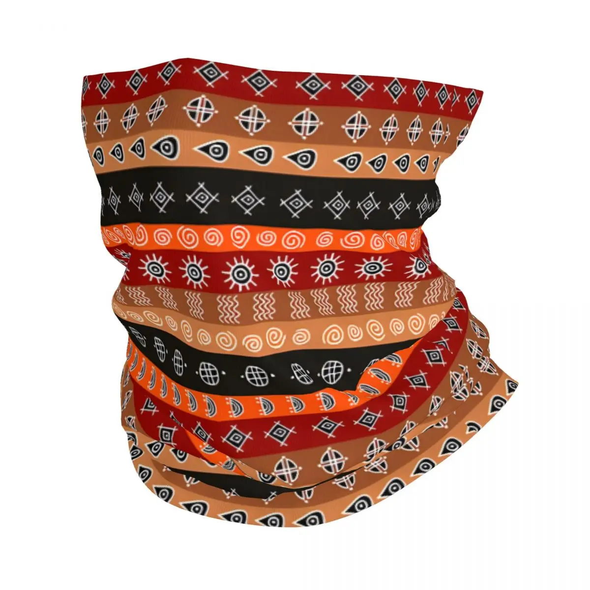 Hand Drawn Ethnic Boho Style Thin Wrap Scarf Bandana Neck Gaiter Face Cover Headband