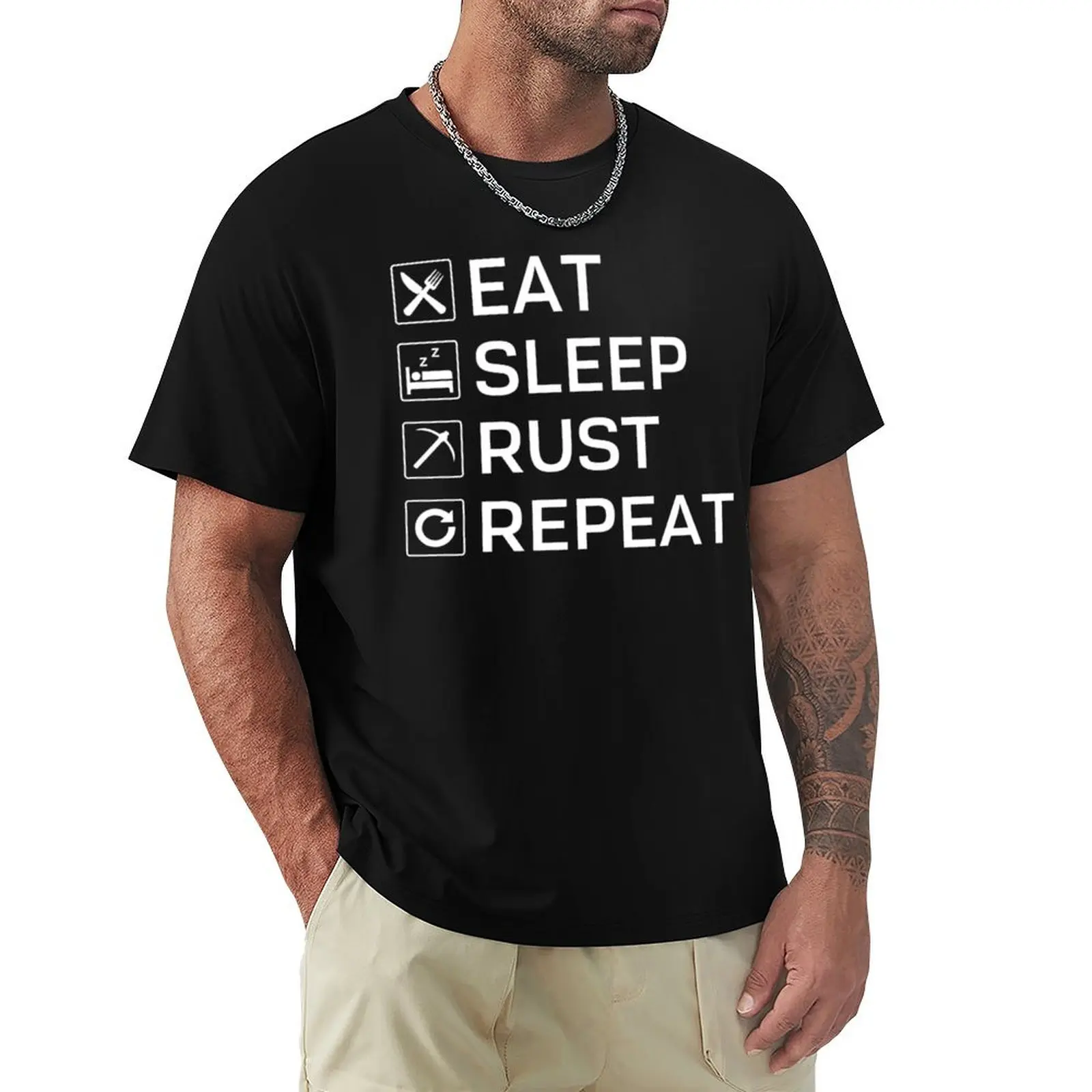 Eat Sleep Rust Repeat T-Shirt Active Wear Sports T-Shirt for Men