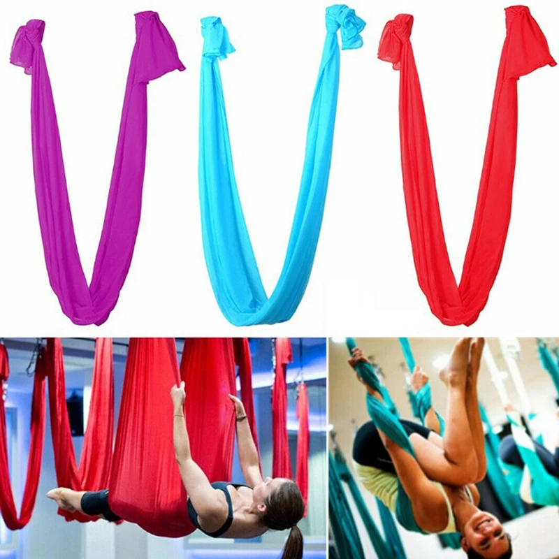 1m Yoga Swing Hammock Trapeze Sling Aerial Silk Set Anti-gravity Inversion Fitness