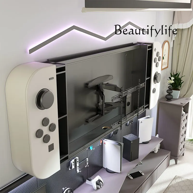 TV background wall hanging cabinet game console e-sports room bedroom living room wall hanging creative TV cabinet designer