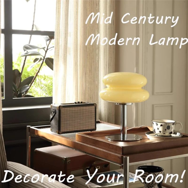 

Retro Egg Tart Lamp Cute Nightstand Lamp For Girl Gifts USB Desk Lamp Trichromatic Dimming Living Room Atmosphere Lamps G