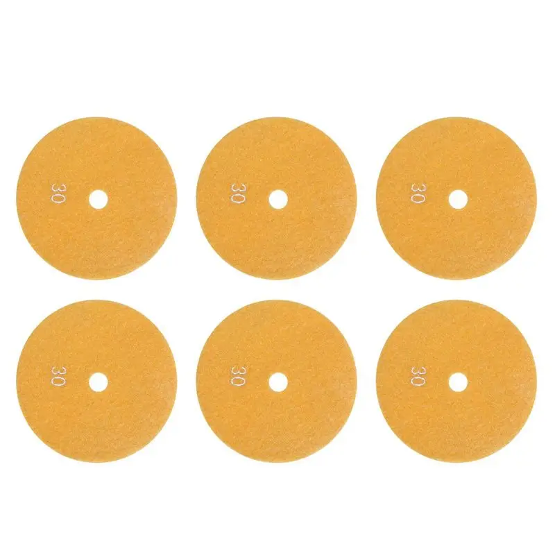 Steady 6Pcs 5 Inch 125Mm Wet Diamond Polishing Pads Marble Granite Grits 30