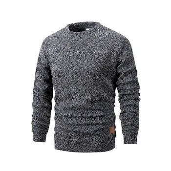 Men's Warm Crew Neck Sweatshirt Fleece Lined Thermal Pullover Autumn Winter Fashion Casual Sweater Loose Knit Long Sleeve Hoodie 4