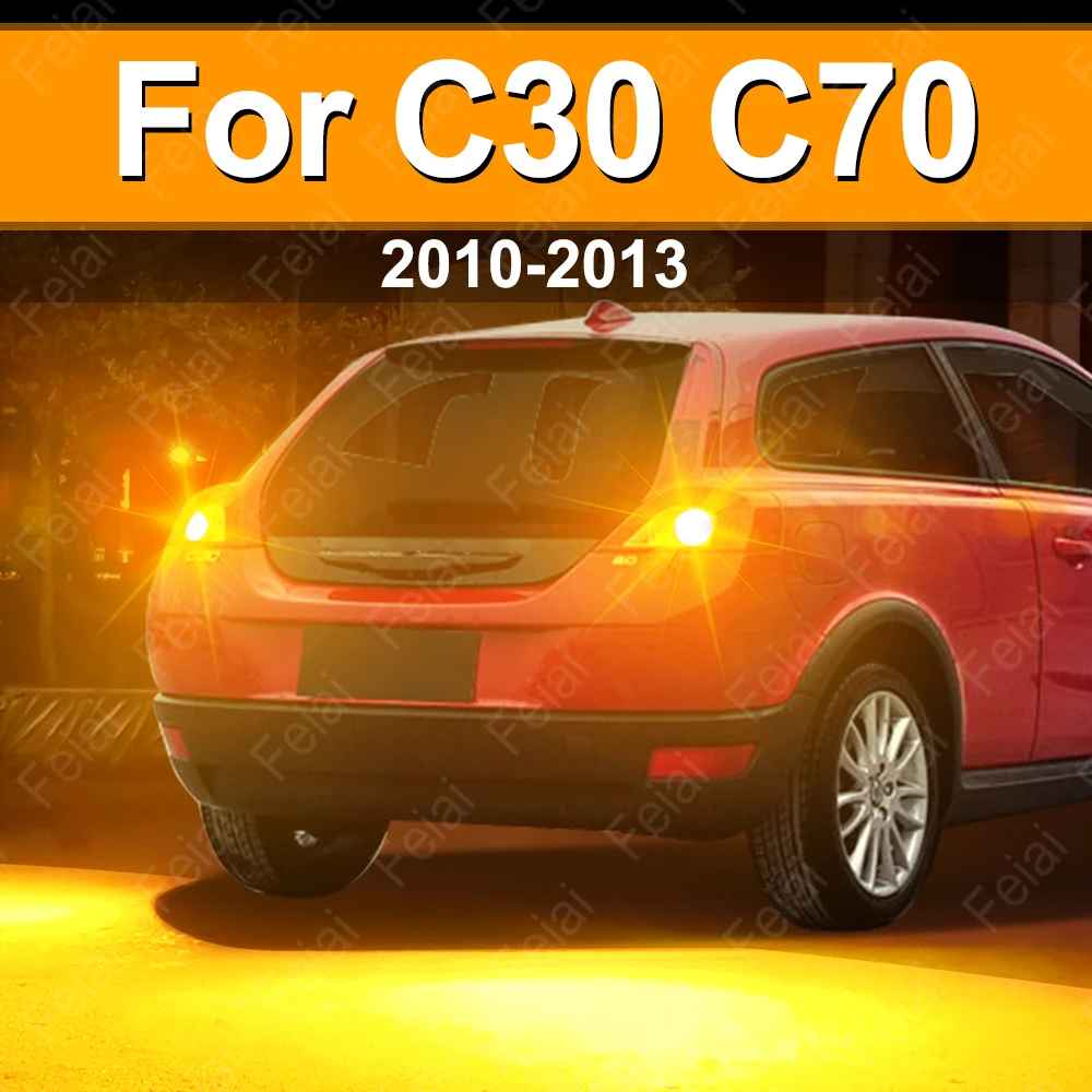 

Turn Signal LED Light Indicator Bulb For Volvo C30 C70 2010 2011 2012 2013 Accessories Amber Direction Indicator LED Lamp 2PCS