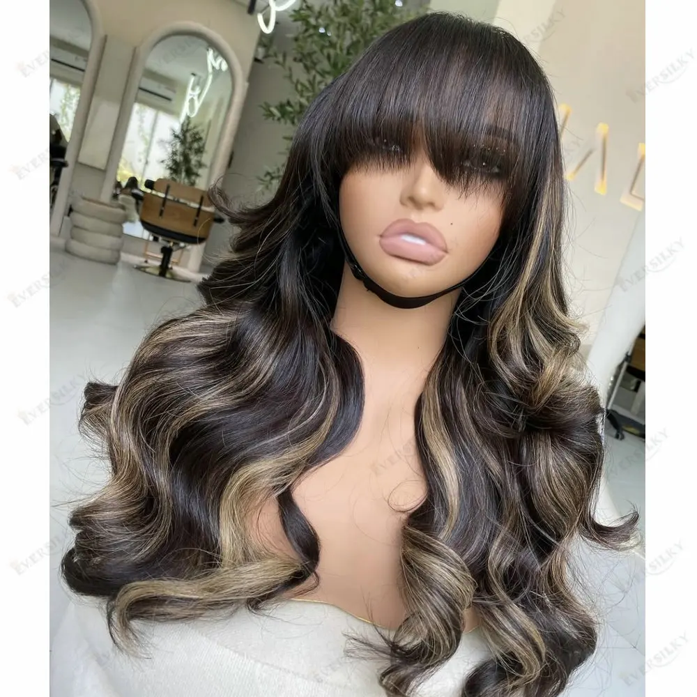 

100% Remy Human Hair 360 Lace Wig Body Wave Glueless Pre-Plucked Highlight Honey Blonde Full Lace Wigs Human Hair for Women