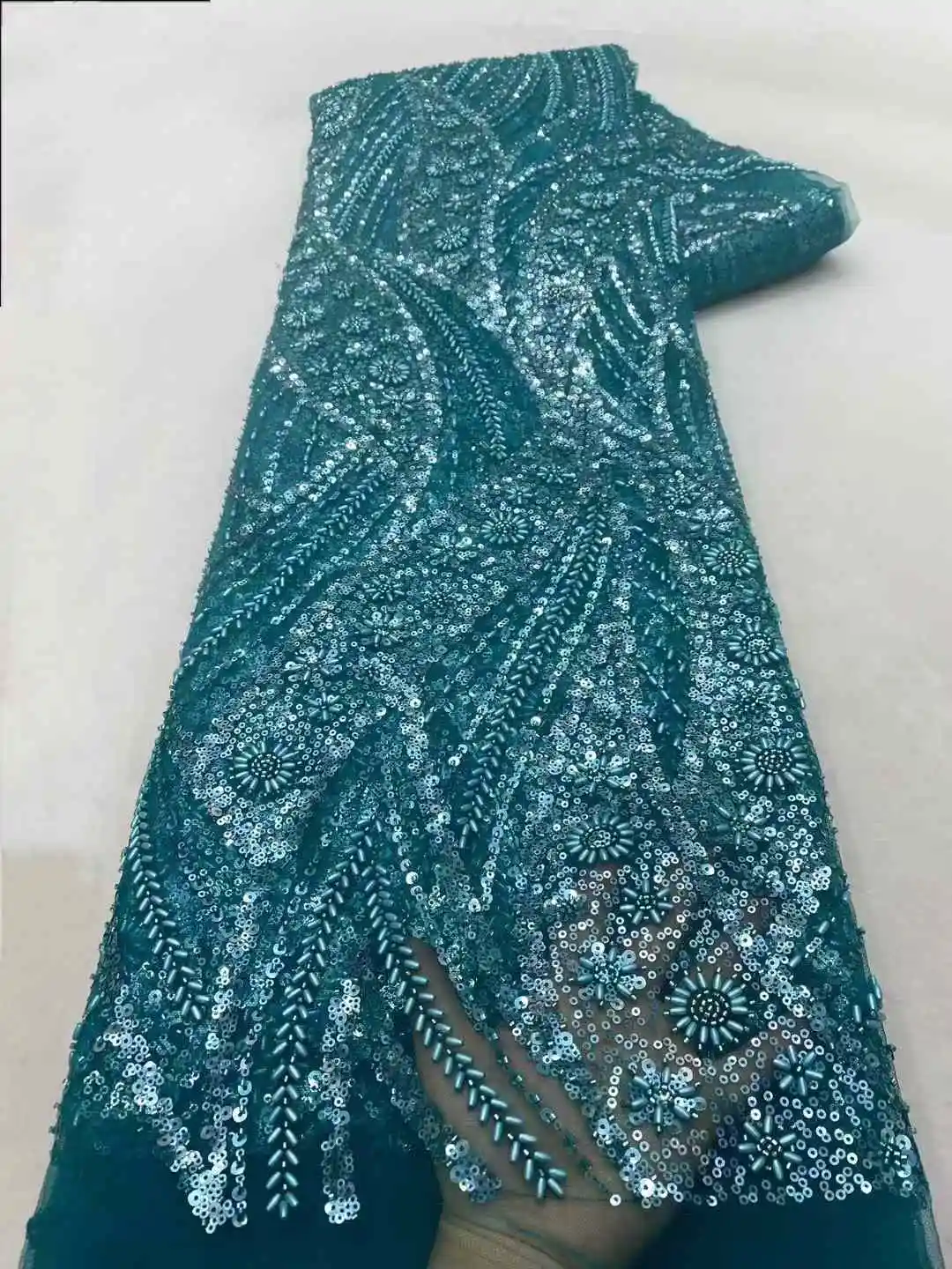 Blue Lace Nigerian Fabric Navy Blue Lace Fabric New African Fabrics 2024 Dubai Embroidery Fabric French Net For Sewing KB4333