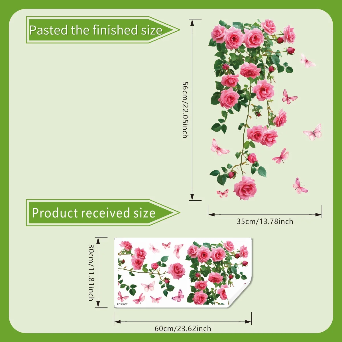Romantische Rose elektrostatischer Fensteraufkleber, doppelseitig bedruckter Glasaufkleber für Schlafzimmer, Küche, Heimdekoration, Verschönerung