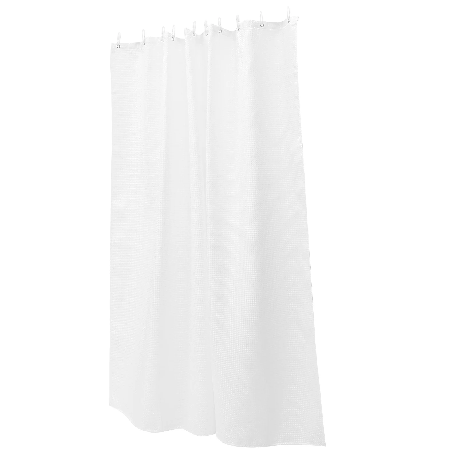 

Solid Color Waterproof Shower Curtain Large Hanging Waffle Check Bathroom Curtain Washable Hotel Dorm Bath Decoration