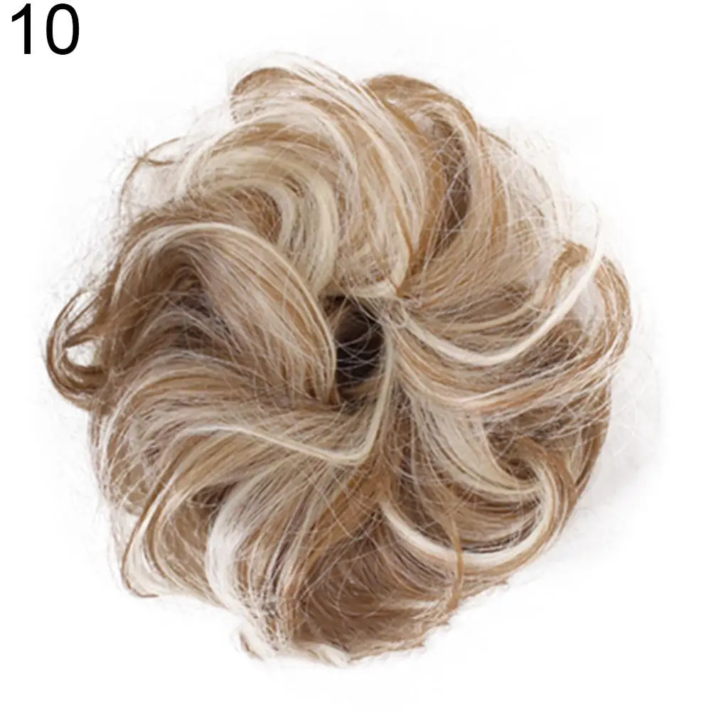 Extensiones de moño de pelo sintético para mujer, Scrunchies de Pelo elástico rizado desordenado, moño sintético, Donut Updo, piezas de cabello