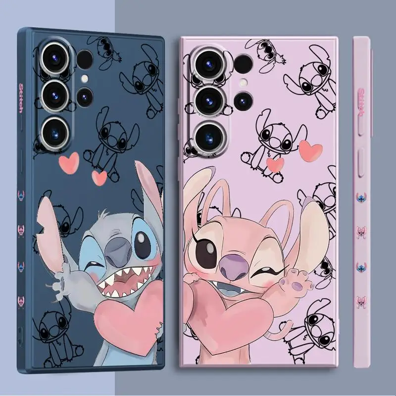 Disney Angle Stitch Square Liquid Silicone Phone Case for Samsung Galaxy S24 Ultra S23 S20 S21 Plus S22 Ultra S20 FE Soft