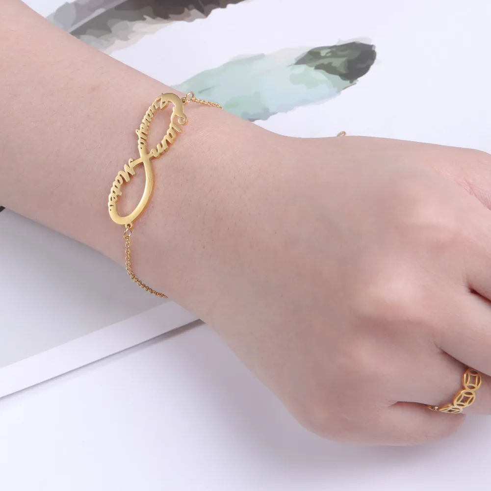 Infinity Custom Personalized Name Bracelet Gift for Men Women Mother Kid Baby Family Stainless Steel Supernatural Amulet Jewelry
