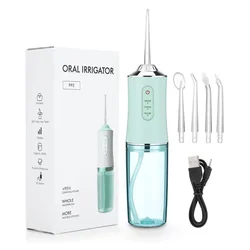 Dental Oral Irrigator Portable Water Flosser, USB Rechargeable Water Jet Tooth Pick + 4 Jet Tip 3 Modes Waterproof Teeth Cleaner
