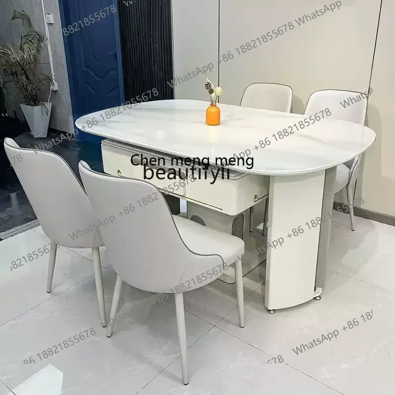 178Modern light luxury electric mahjong machine simple island push-pull dining table mahjong table integrated dual-purpose