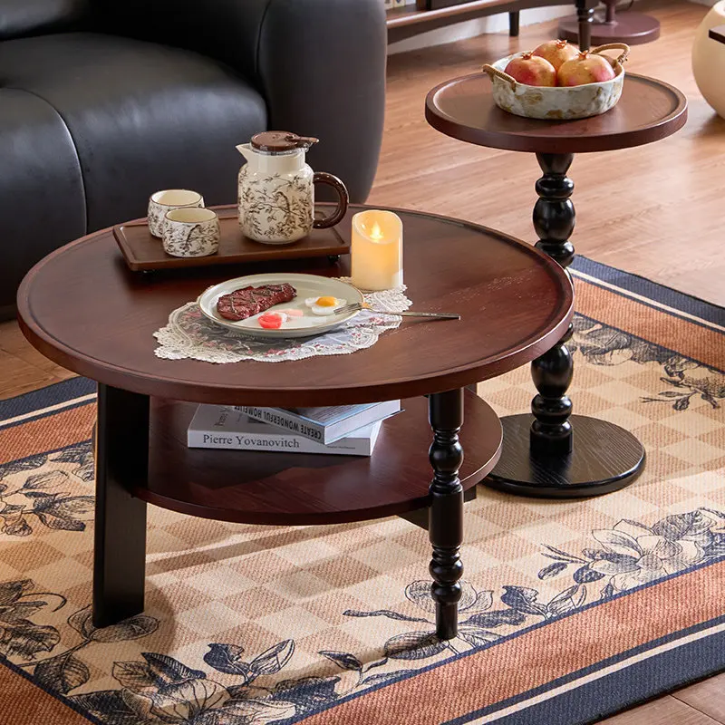 Modern simple medieval style coffee table complete set of French solid wood home living room study living room complete set of f