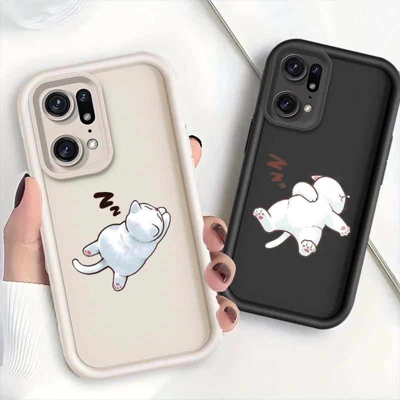 Cute Cartoon Cat For OPPO A58 A77 A77s A57e A57s A57 A55 A53s A53 Pro 4G Eye Ladder Phone Case Cover