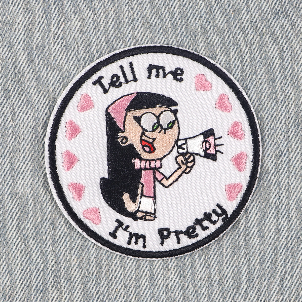 Patches termoadesivos para roupas e jaquetas, Pink Girl Embroidery Patch, Ferro em patches para vestuário, costura DIY