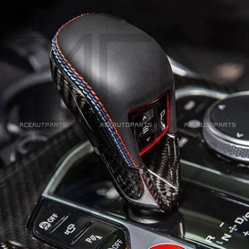 1pcs Real Carbon Fiber Gear Shift Knob Trim Cover Replacement For BMW M2 M3 M4/X3M X4M X5M X6M Lci/XM Gear Selector Cover