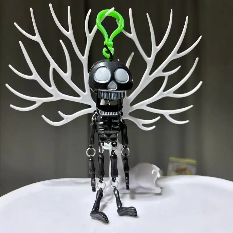 Pull String Skeleton Keychain Cute Novelty Plastic Bag Charm Portable Key Holder for Daily Bag Decoration Gifts