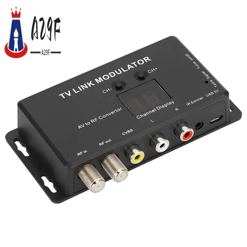 

A29F-TM70 UHF TV LINK Modulator AV To RF Converter IR Extender With Channel Display USB 5V