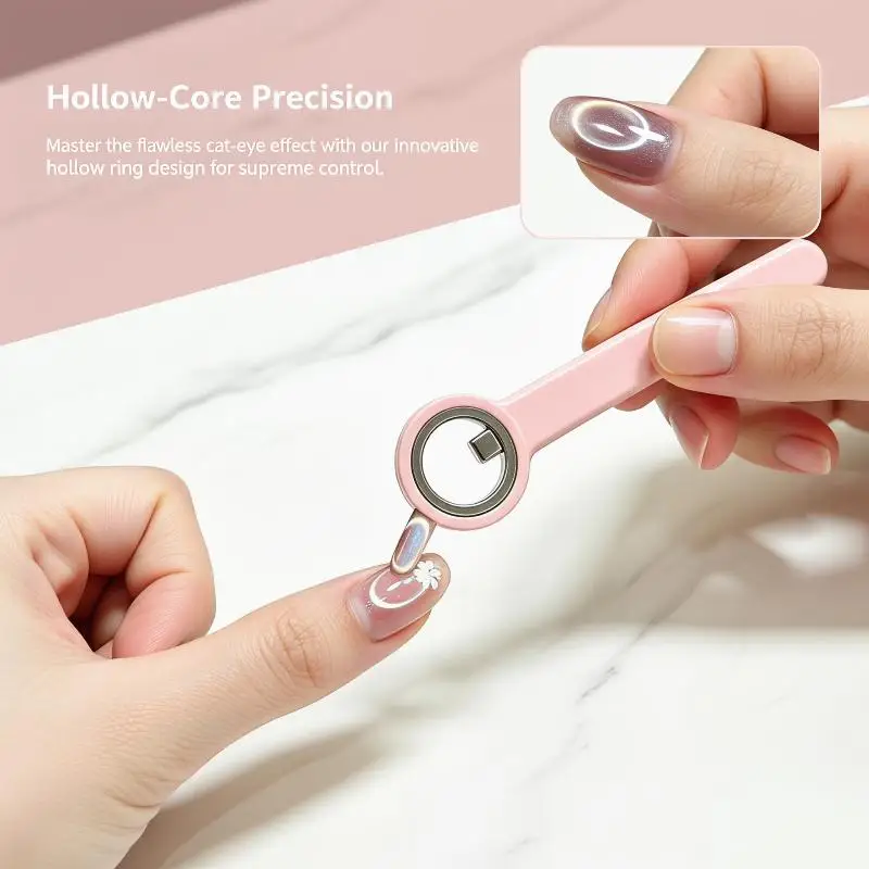 Portable Ring Cat Eye Magnet with Handle for Nails Hollow Effect Effortless Cat Eye Nail Art Tool for Home DIY and Nail Studios