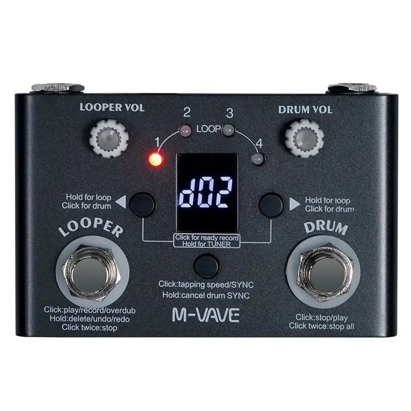 HOES-M-VAVE LOST TEMPO Guitar Effect Pedal Featuring Drum Looper, Tuner, And 30 Sounds-11 Minutes Of Recording Capacity