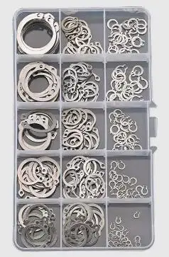 

304 Stainless Steel C-type Elastic Seals Snap Retaining Washers Circlip C-clip Washer Assortment Kit,C Clip clamp set M3-M48