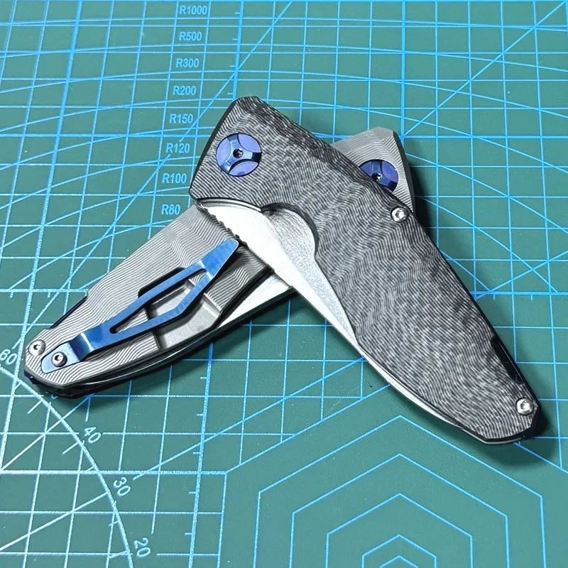 Бесплатный складной нож Wolf 235C CPM-S90V с лезвием, титановый + углеродное волокно, ручка, универсальный нож для кемпинга, охоты, выживания, EDC
