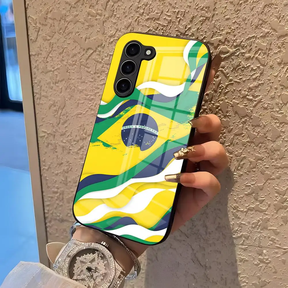 Brazil Flag Phone Case For Samsung S26 S25 Edge S24 S23 S22 Ultra Plus Fe A57 A37 A17 A56 5G Glass Cover