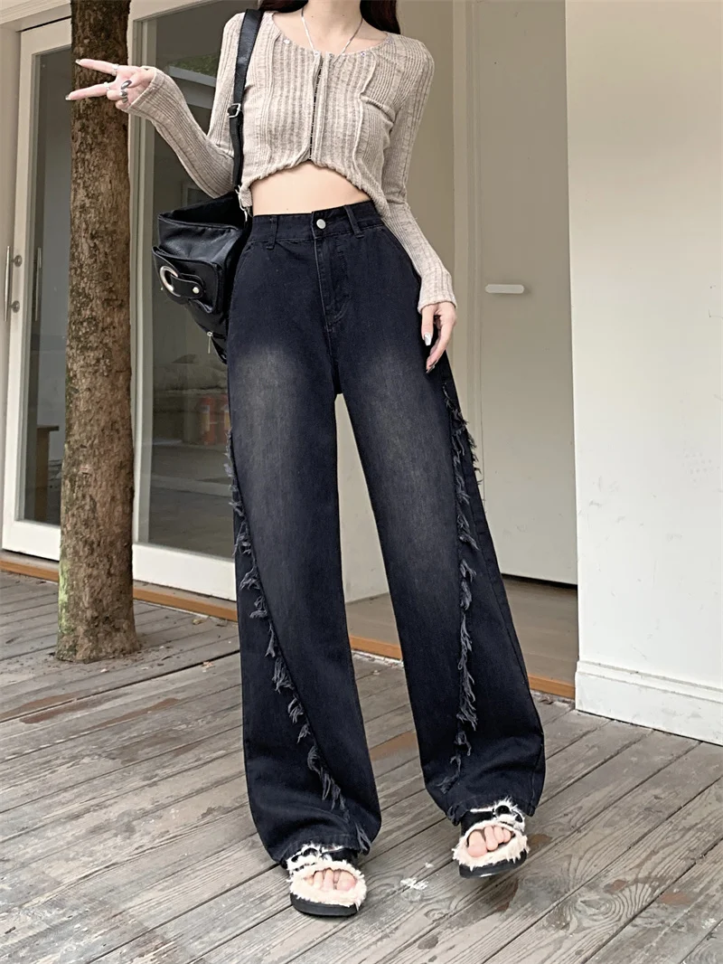 

Молодежная женская одежда, уличная одежда, большие размеры, большие, пышные женские джинсовые брюки, модные, удобные, базовые, простые