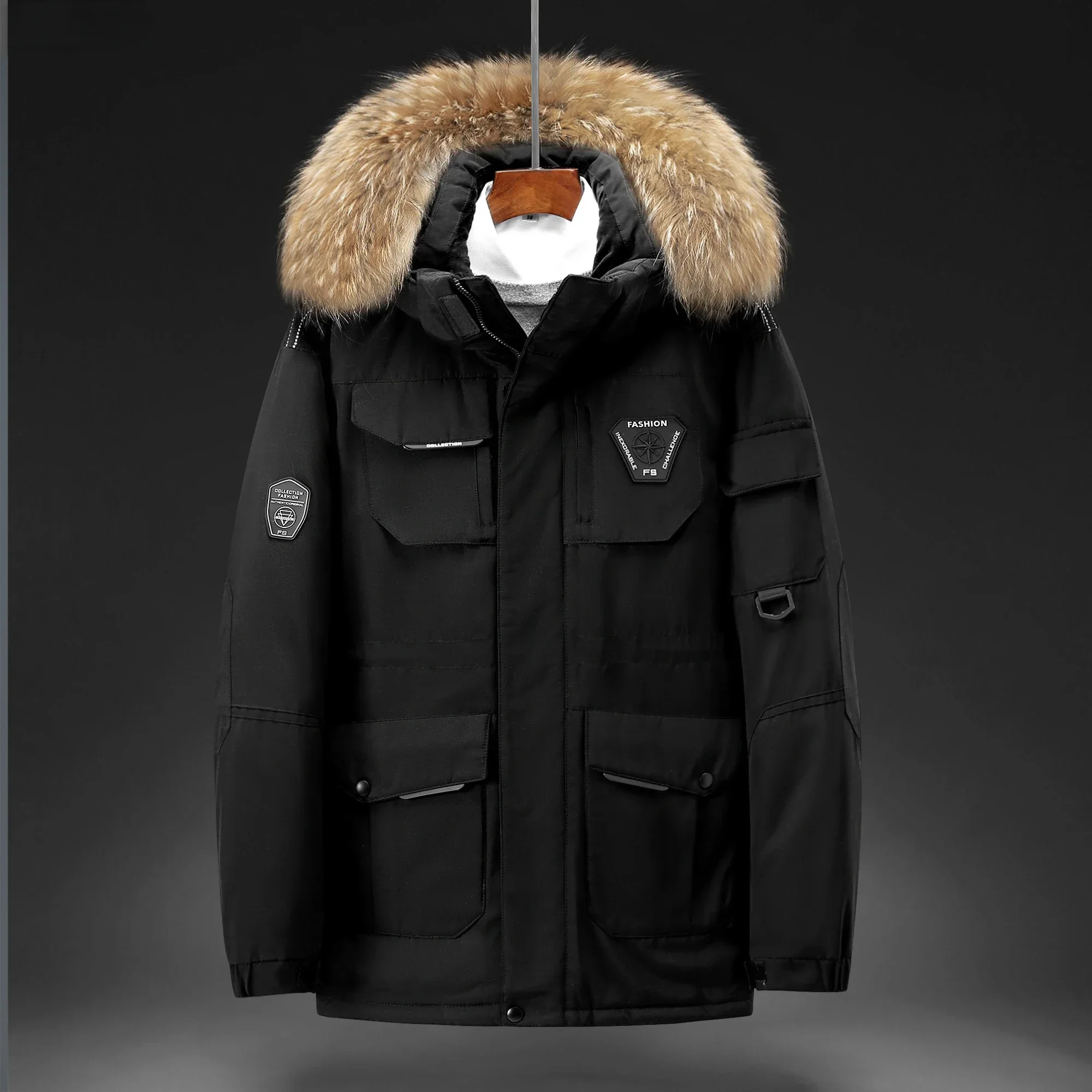 Abrigo grueso con capucha de alta calidad para hombre, chaqueta gruesa y cálida de moda, ropa de abrigo de plumas para invierno, novedad de 2024