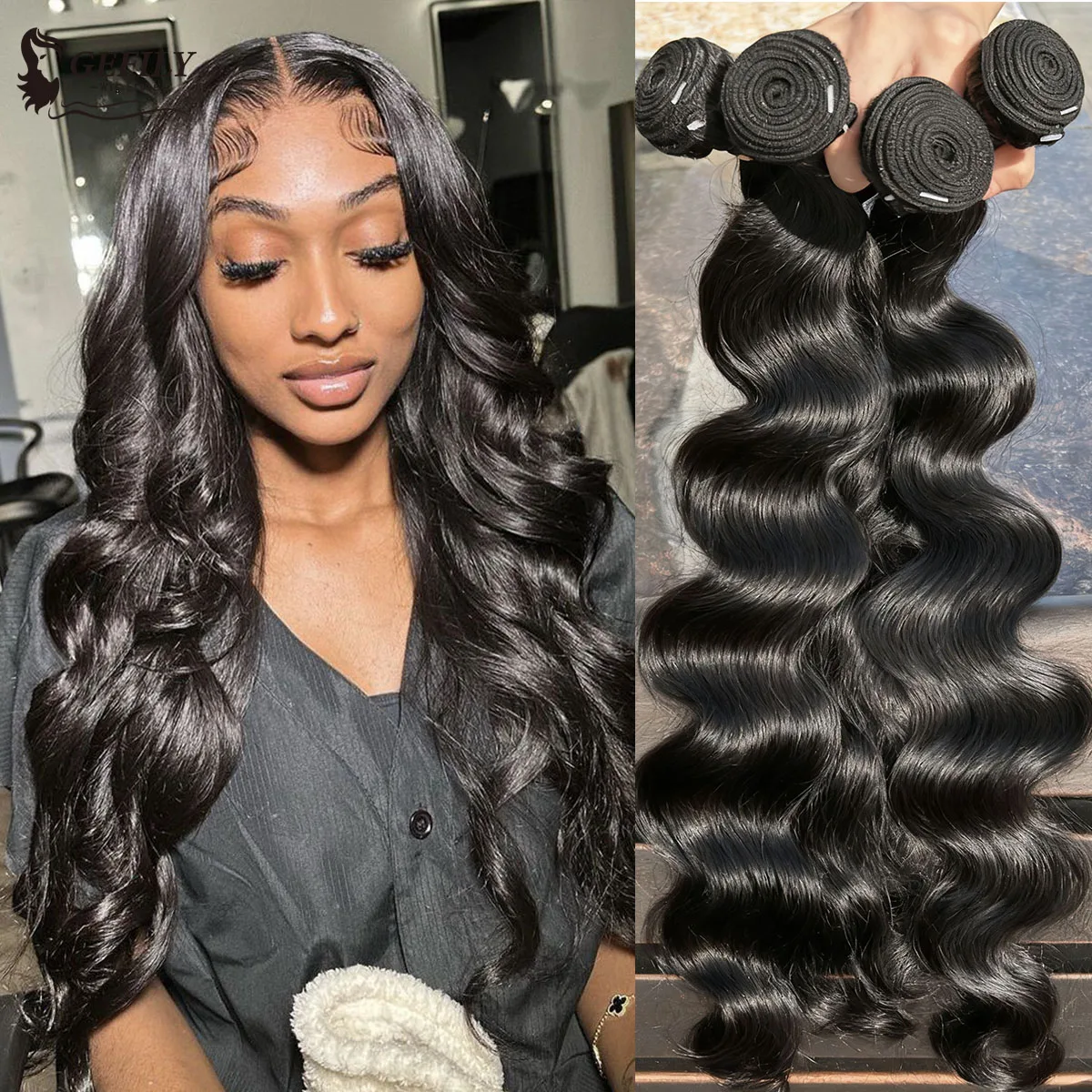 

30-дюймовые объемные пучки человеческих волос 16А, необработанные необработанные бразильские натуральные черные волосы для наращивания, плетение 1, 3, 4 пучка для женщин