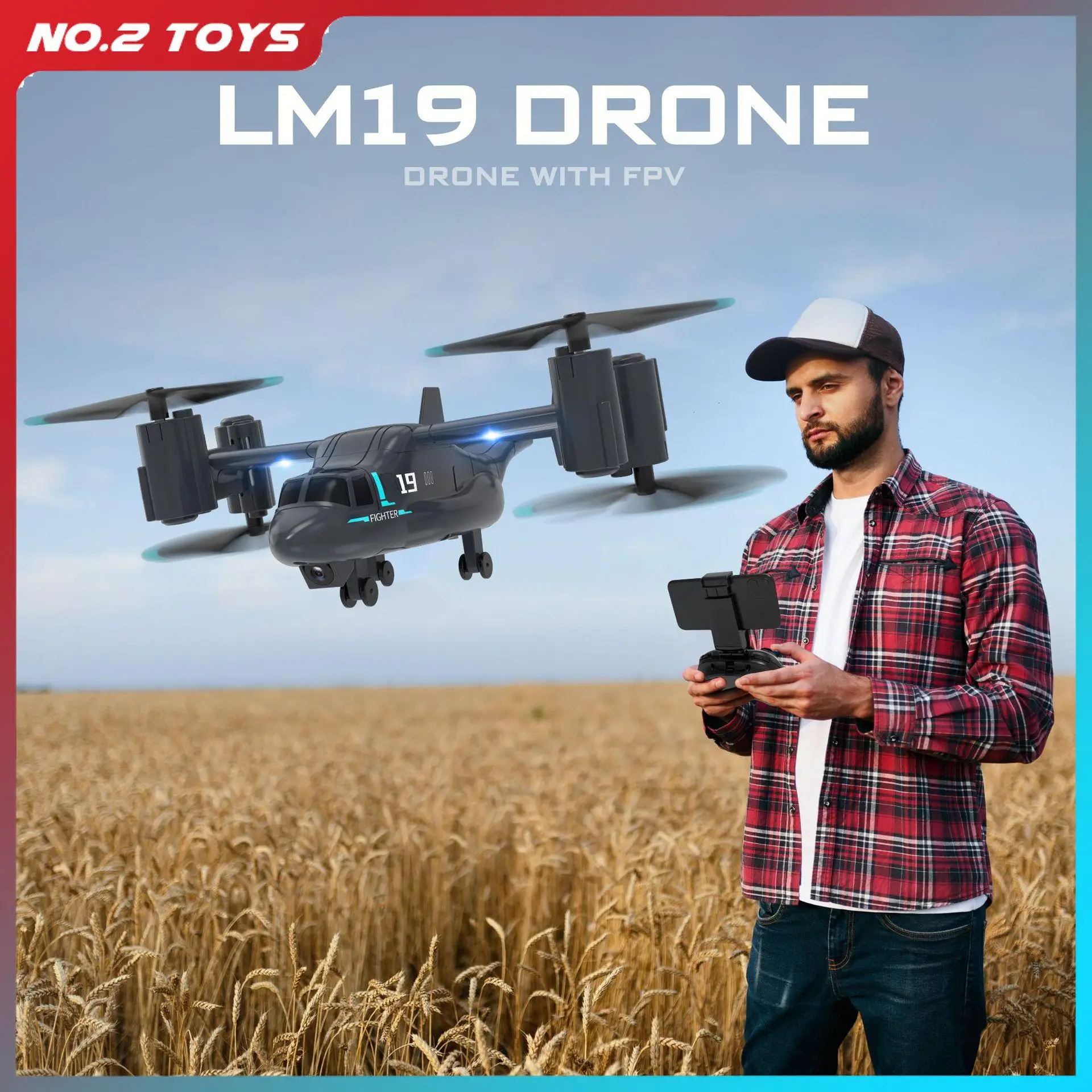 LM19 Control Helicopter Drone 4K HD 1080p Remote Plane  Land Air Mode Aircraft Brushless Dual mode Aircraft for Children Kids To