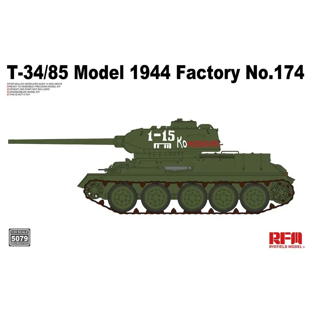 RYEFIELD MODEL RFM RM-5079 1/35 T-34/85 Model 1944 Factory No.174 - Scale Model Kit