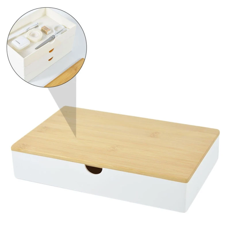 Storage Box With Bamboo Lid Desktop Organizer Cosmetic Rack Wooden Storage Box Cosmetic Organizer Makeup Storage