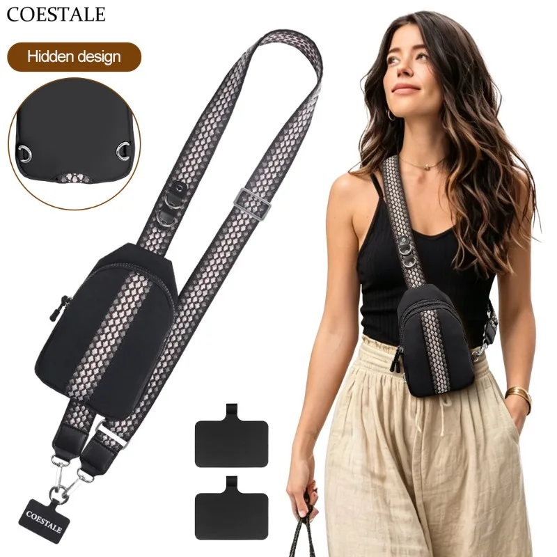 Crossbody Phone Strap with Wallet Multifunctional Double-layer Pocket Wallet Large Capacity Storage Bag for Travel Anti Loss