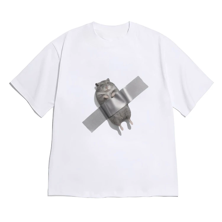 Kawaii Hamster Meme T-shirt for Women Men Korean Fashion Short Sleeve Crew Neck Tee Women's Clothing with Many Korean Reviews