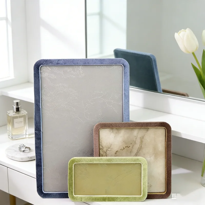 

Elegant Chinese Embroidery Jewelry Tray, Velvet Edge Ring Necklace Bracelet Holder, Store Counter Display & Appraisal Plate