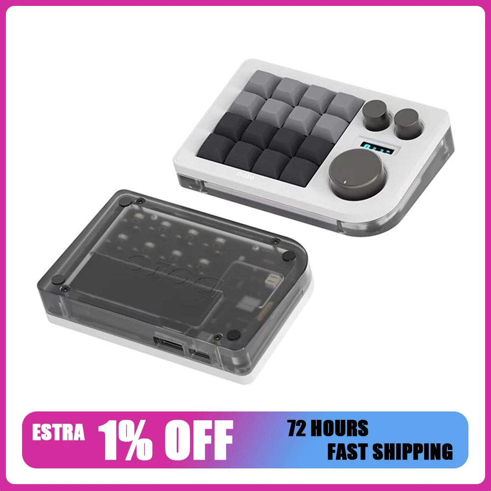 

DOIO KB16B-02 Механическая клавиатура Беспроводная Bluetooth Двухрежимная с ручкой 16-клавишная дизайнерская мини-клавиатура Настройка клавиатуры Подарки