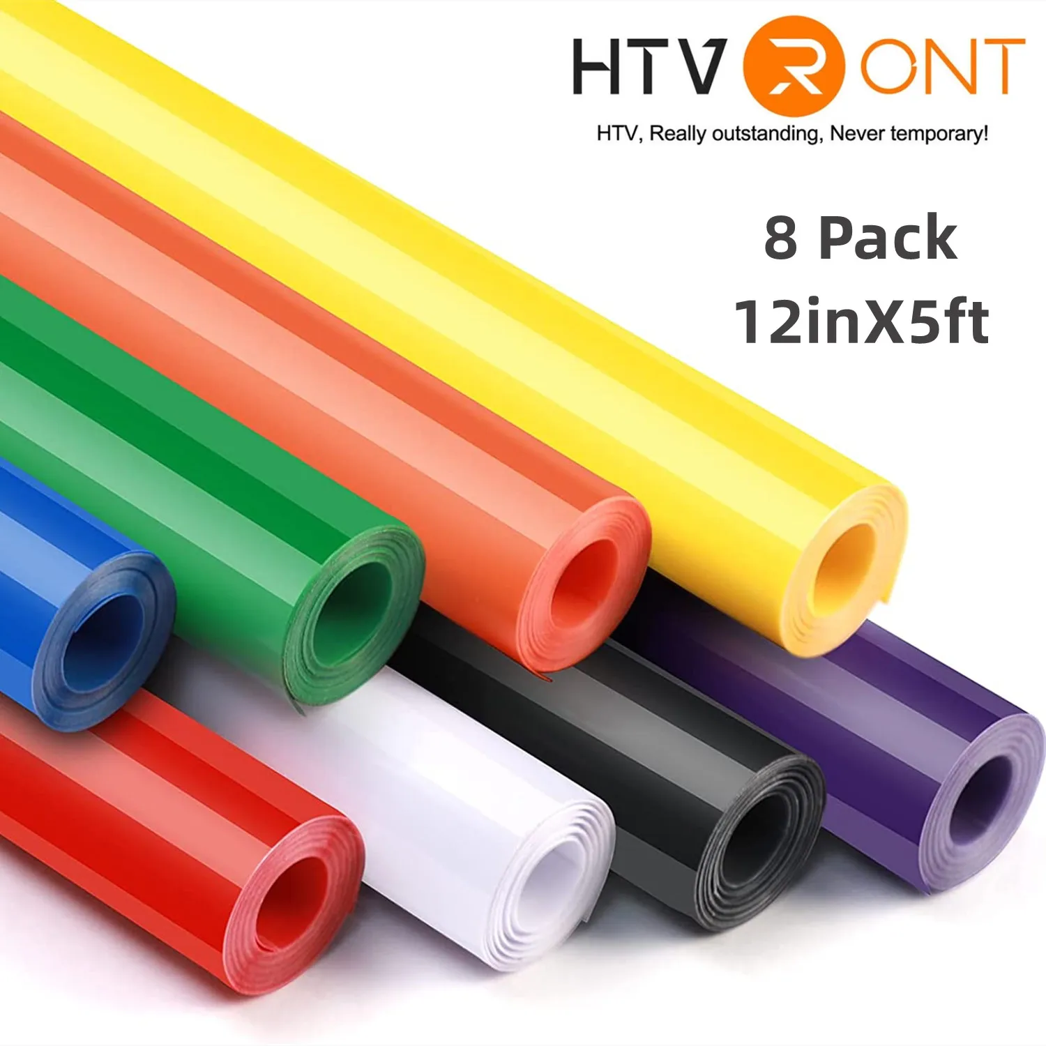 HTVRONT 8 Pack 12X5ft Multi Colors Permanent Adhesive Vinyl Rolls for Craft DIY Cup Glass Phone Case Decor EASY TO CUT