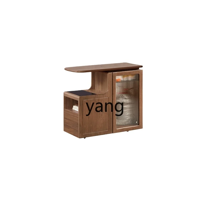 

LTT black walnut tea cabinet multi-functional solid wood coffee table kettle integrated movable tea table