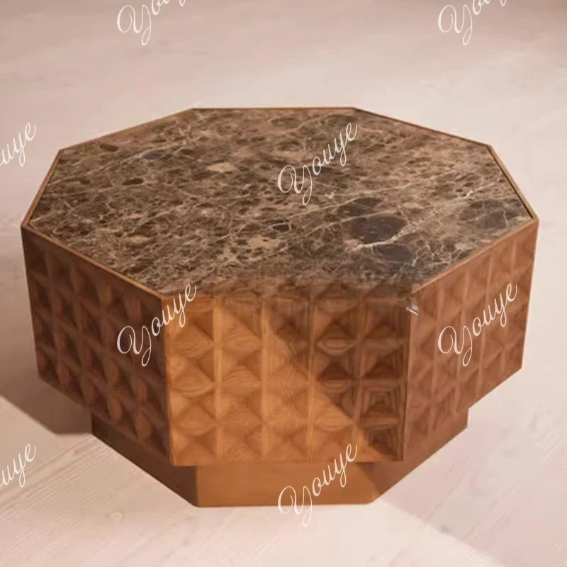 

XA Medieval Style Solid Wood Coffee Table Designer Creative B & B Club Marble Coffee Table