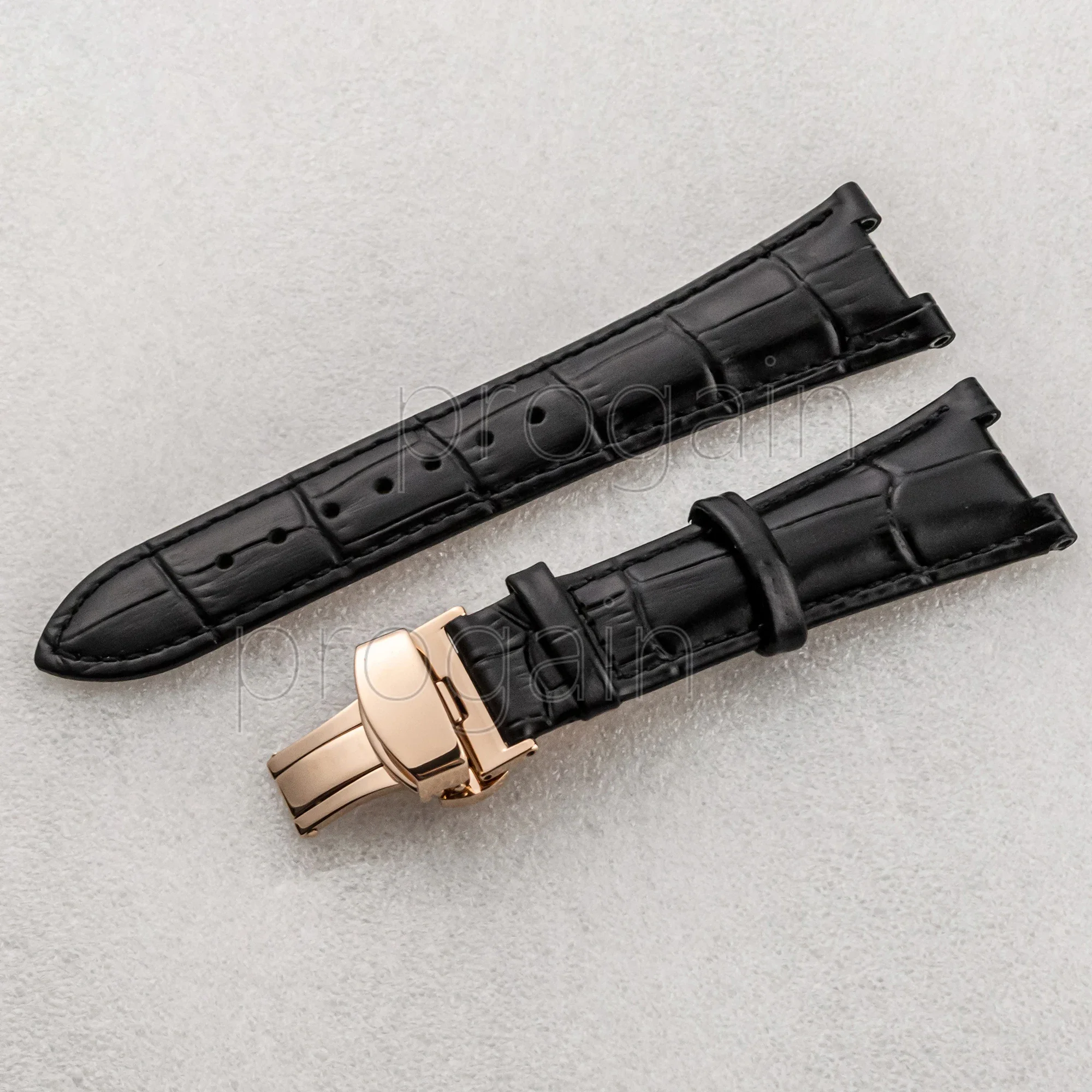 Classical 25mm Genuine Leather Watchbands With Butterfly Buckle Wristwatch Strap watch replacements mod Parts