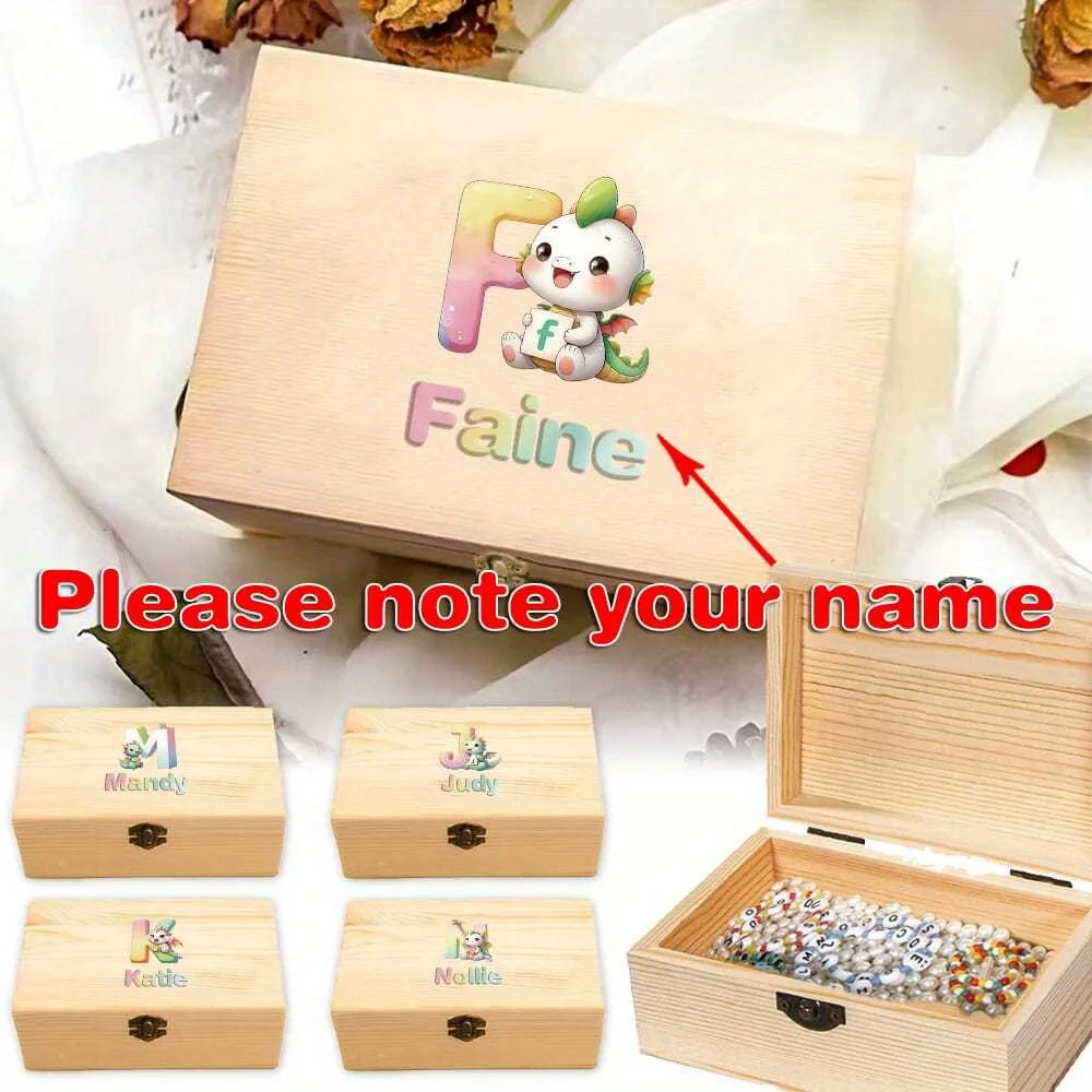 

Customized Name Retro Wooden Flip Storage Box Jewelry Ring Display Case Handmade Keepsake Gift Packing with Front Clasp