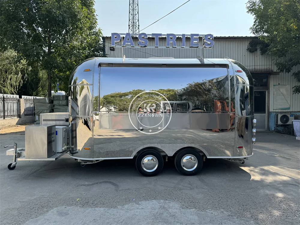 Мобильный грузовик для еды Airstream, тележка для кофе и мороженого, мобильный кухонный киоск, прицеп для пищевой концессии с полностью оборудованием
